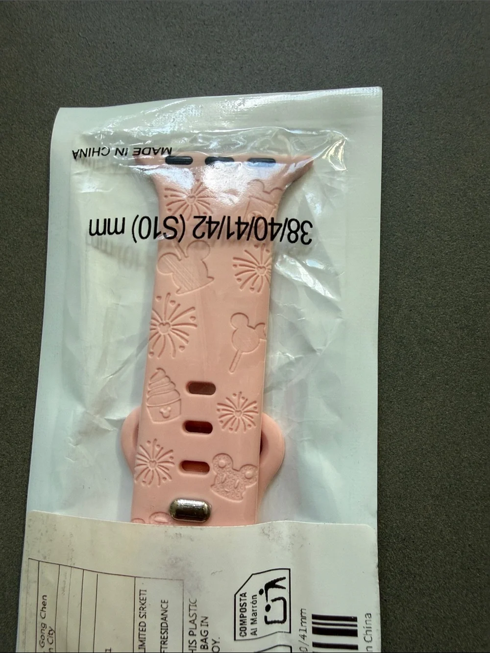 Disney Castle Light Pink Floral Silicone Watch Band Compatible 38/40/41/42mm